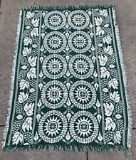 Vintage Williamsburg Goodwin Weavers Tapestry Blanket 60x46”  Green Cream Flaws picture