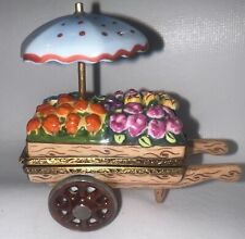 ROCHARD LIMOGES - FLOWER CART WITH UMBRELLA - SIGNED BOX picture