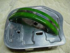 Vintage LARGE ELEPHANT aluminum Cookie Cutter GREEN MARBLED Bakelite Handle EXC. picture