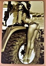 Farm Girl Babe Tin Sign (Chevy Deere Tractor Makita Chevelle Ford Mustang W4 picture
