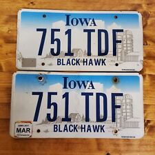 Iowa 2000's Farm Scene License Plate 751 TDF Black Hawk County Set picture