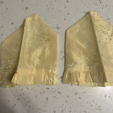ANTIQUE VICTORIAN HAND MADE LADIES CUFFS FOR DRESS TRIM 1 Pair YELLOW SATIN picture