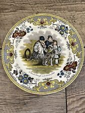 FINE EARTHENWARE Plate CREIL polychrome printed engraving Guide dog picture