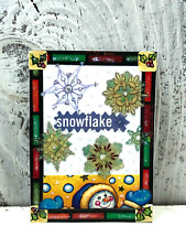 ACEO ARTIST TRADING CARD “SNOWFLAKES” MADE OUT STICKERS AND GLITTER HANDMADE VTG picture