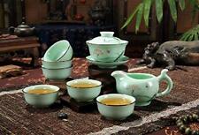 Gaiwan Teaset Celadon Handcrafted Porcelain Tea Set Lotus Theme Gaiwan Pots picture