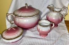 6 Piece Vintage Set Pitcher, Chamber Pot W/lid, Sugar Bowl W/lid And Creamer picture