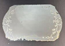 Vintage Art Deco Perfume Dresser Tray Frameless Mirror Etched floral 1930s-40s picture