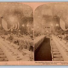 1902 New York City Waldorf Astoria Banquet Hall Stereoview Real Photo V30 picture