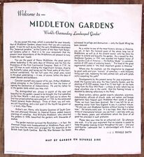 1940s CHARLESTON SC MIDDLETON GARDENS VISITOR MAP AND HISTORICAL INFO Z3761 picture