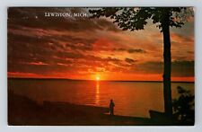 Lewiston MI-Michigan, Scenic Sunset Above Water, c1976, Vintage Postcard picture