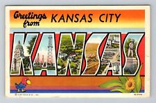 KS-Kansas, General LARGE LETTER Greetings, Vintage c1950 Postcard picture