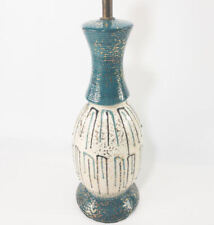 MCM Ceramic Drip Glaze Table Lamp, Teal, White, Gold, Black, 1950s, Very Nice picture