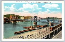 Pittsburgh, PA - General View of Allegheny River Bridges - Vintage Postcard picture