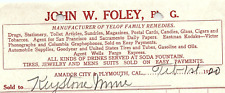 1920 KEYSTONE MINING CO AMADOR CITY CA JOHN W FOLEY YELOF REMEDIES INVOICE Z3432 picture