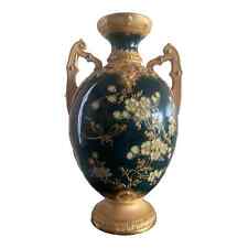1897-1906  Ew Turn Wein Green and Gold Floral Amphora Vase-MOVING SALE picture