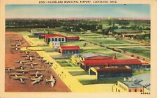 LP51 Cleveland Ohio Municipal Airport Linen Postcard picture