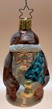 Vintage INGE GLAS OF GERMANY Blown Glass Christmas Ornament Santa Copper Coat picture