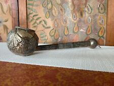Antique Ceremonial Middle Eastern Hammered Silver Over Copper Ladle picture