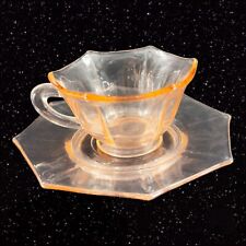 Vintage Cambridge Decagon Pink Cup and Saucer Glass Set Drink Ware Glass Decor picture