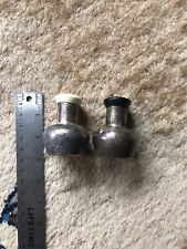Vintage 1930's Silver Plated Salt & Pepper Shakers w/ Hard black and white caps picture