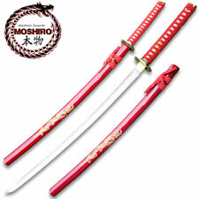MOSHIRO Brand 1045 Steel Handmade Katana With Dragon Engraved on Red Scabbard picture