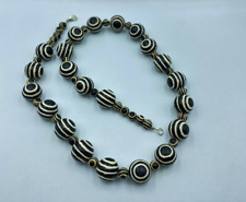 Old Antique Traditional Cultural Jewelry Black Agate Beads Necklace Mala picture