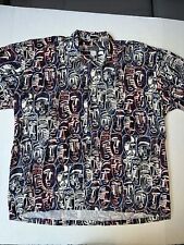 NWOT KAHALA HAWAIIAN ALOHA Button Pocket Shirt Large Native Tiki Men Faces Rayon picture