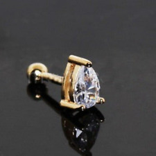 14Kt Yellow Gold Prong Set Teardrop Cartilage Earring picture