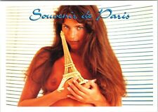 Topless Girl Postcard Risque Souvenir de Paris Eifel tower 80's 90's Risque  picture