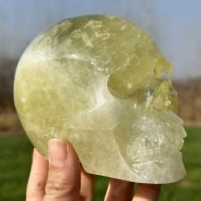 2.75LB Natural Citrine Skull Hand Carved Quartz Crystal Reiki Skull Healing Gift picture