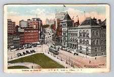 Albany NY-New York, Aerial Looking State Street, Antique Vintage c1924 Postcard picture