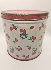 Vintage 1940s National Can Corp New York Strawberry Print Tin Canister Storage  picture