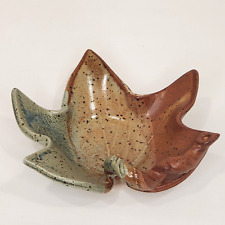 Handmade Maple Leaf Ceramic Candle Holder Signed Terri Axness Muddy Creek Studio picture