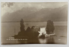 Postcard Switzerland Salagnon Island Swan Island Lake Genena Clarens RPPC picture