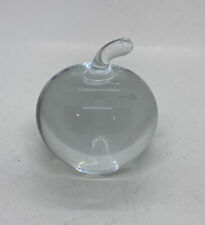 Vintage 1970s Crystal Glass Apple Paperweight Clear Transparent 3 picture