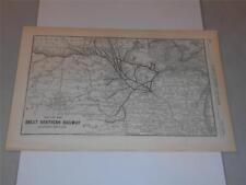 Original Double-Sided Map of Grand Trunk Railway & Great Northern Railway 1908 picture