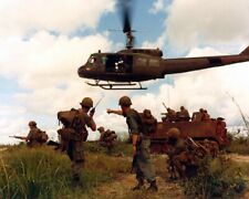 U.S. Soldiers with M113 Tank & Huey Helicopter 8x10 Vietnam War Photo 166 picture