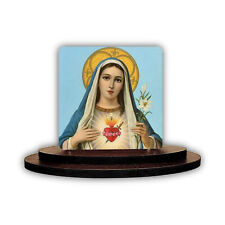 Christian traditional Wooden Heart of Marry Printed for Car Dashboard 3 x 3 Inch picture
