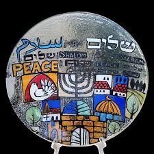 Nahariya Glass Israel PEACE by Andreas Meyer Fused Glass Bowl 12.5