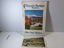 Colorado Springs & Manitou-Pikes Peak Vintage 1930's Travel Booklet AND Postcard picture