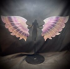 Jumbo Rainbow Fluorite Fairy Wings With Stand 13 Inch Span picture