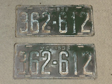 1935 Missouri License Plates-#362-612-2 Pair-Vintage-Decor-Man Cave-Shop-Garage picture
