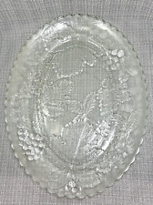 Anchor Hocking Glass Serving Tray Turkey Platter 18 Inch Embossed Leaves 2003 picture