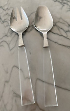 Supreme Cutlery 18-8 Stainless Japan Lucite Handle Salad Servers Mid Century Mod picture