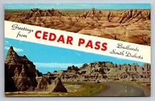 Postcard Multi View,Greetings from Cedar Pass,Badlands,South Dakota,VTG UNP SD picture