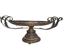 Vintage Bronze Iron Rattan Tazza Centerpiece Compote Ornate Neoclassical Regency picture