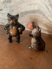 Set of 2 Vintage Hagen Renaker Miniature Mini Ceramic Mama Hippo and Papa Bear picture