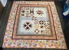 Vintage Handmade Quilt Multi Block Pattern Star Pink Flowers Floral 82 X 90 picture