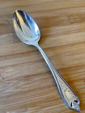 1847 Rogers OLD COLONY Silverplate Pierced Floral Scroll SERVING TABLE SPOON 8” picture