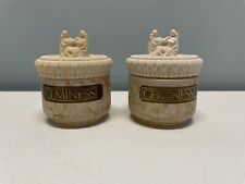 VINTAGE MAX FACTOR GEMINESSE GRECIAN EMPTY COLLECTIBLE VANITY JAR Set Of 2 picture
